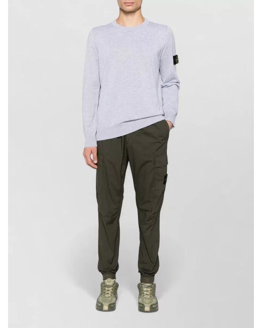 Stone Island White Ribbed Crew-Neck Jumper for men