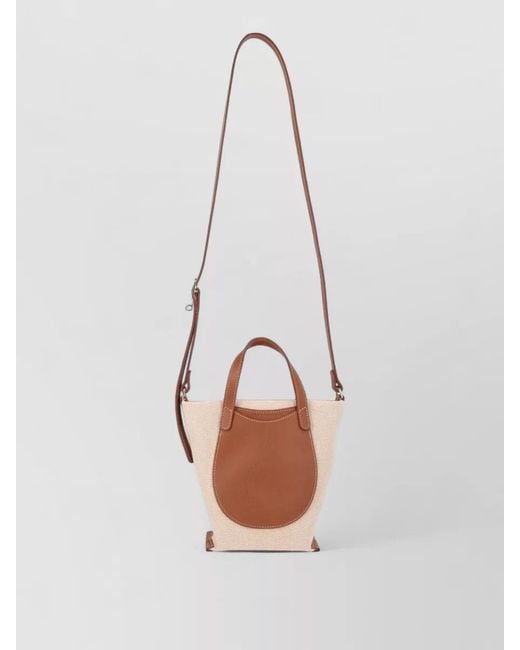 Longchamp White Canvas Shoulder Bag