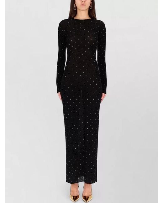 Rabanne Black Long Dress Crew Neck Fitted Silhouette