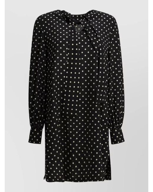 Valentino Black Long Sleeve Flared Dress Knee Length Dots