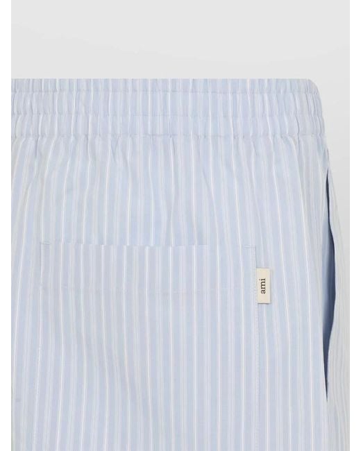 AMI Blue Elasticated Shorts Striped Pattern Back Pocket for men