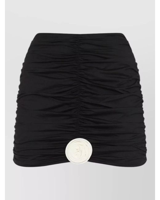 LaRevêche Black Lillibet Skirt Floral Ruched Mini Design
