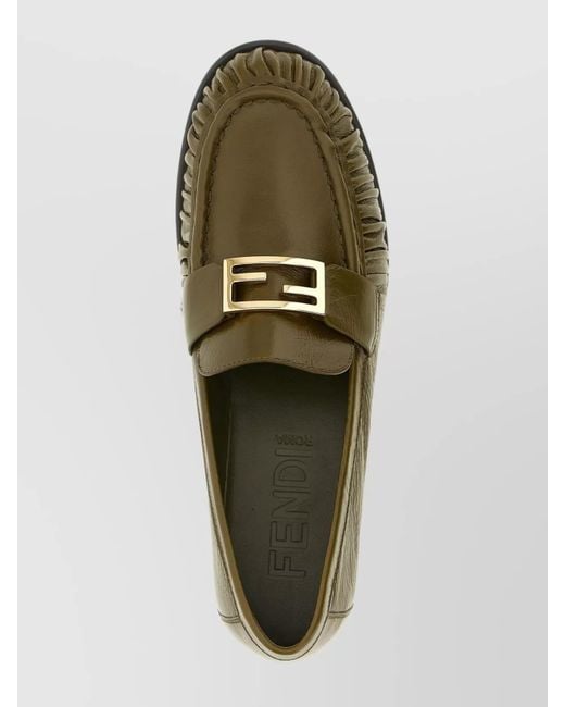 Fendi Green Lamb Leather Loafers
