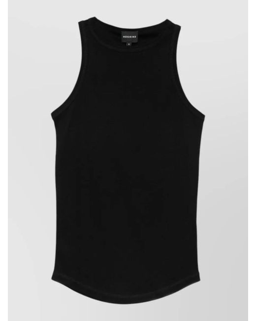 Herskind Black Sabina Cotton Tank Racerback Round Hem