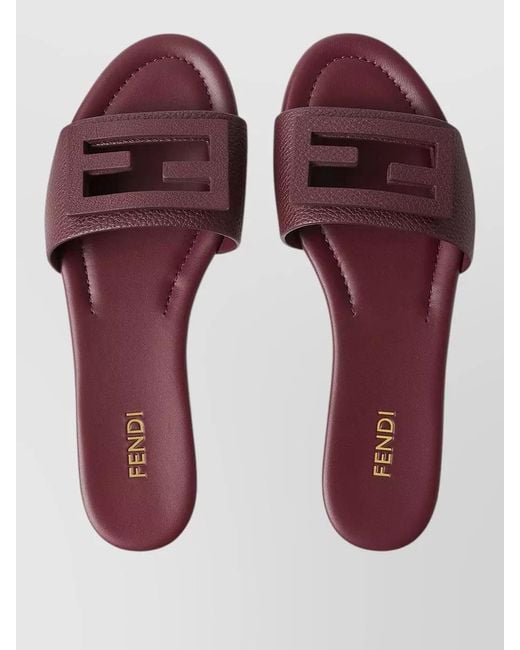 Fendi Brown Baguette Wide Band Open Toe Slides