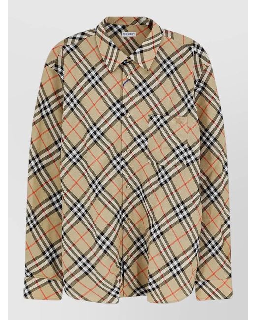 Burberry Multicolor Linen Shirt Check Pattern Long Sleeves for men