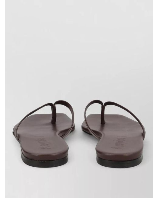 Aeyde Gray Flat Sole Open Square Toe Thong Slides