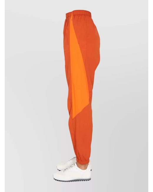 Y-3 Orange Jogger Pants Contrast Panels Elastic Waistband