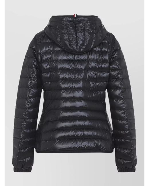 Moncler Black Karuras Hooded Jacket Elastic Cuffs Quilting