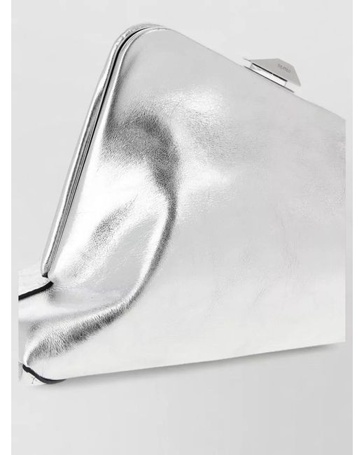The Attico Metallic Small Craquelé Leather Clutch Bag