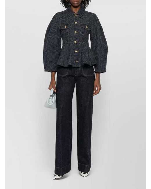 Ganni Blue Denim Peplum Jacket