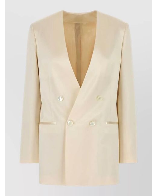 Alberta Ferretti Natural Satin Blazer