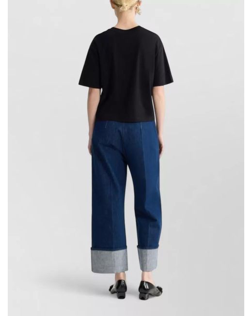 Patou Black Short Sleeve Crew Neck Nylon Silk Top