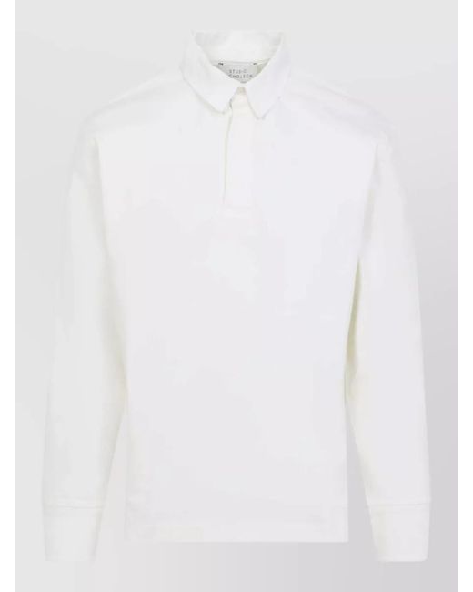 Studio Nicholson White Alyk Rugby Long Sleeve Polo Shirt for men