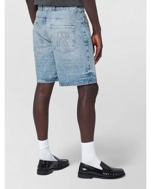 Represent Blue Denim Shorts Belt Loops Faded Wash for men