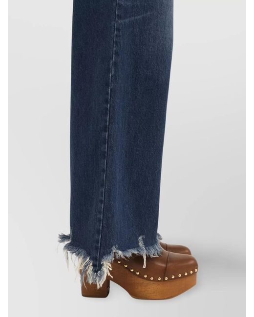 Chloé Blue Denim Cropped Wide-Leg Jeans