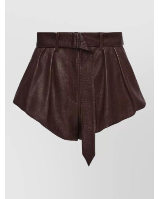 Magda Butrym Brown High Rise Leather Shorts Belt Detail