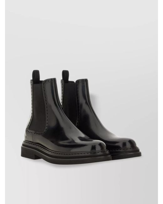 Dolce & Gabbana Black Leather Chelsea Ankle Boots for men