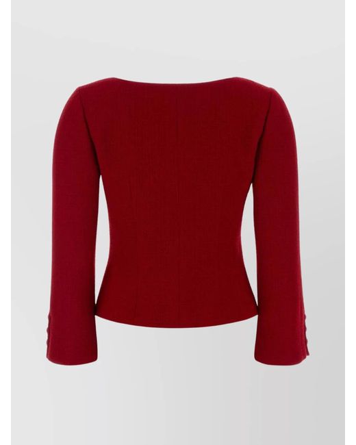 Valentino Garavani Red Wool Tweed Cropped Jacket