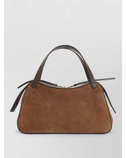 Jil Sander Brown Small Suede Leather Shoulder Bag