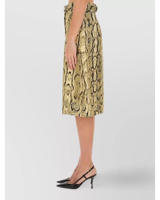 Dries Van Noten Yellow Animal-Print Pencil Skirt