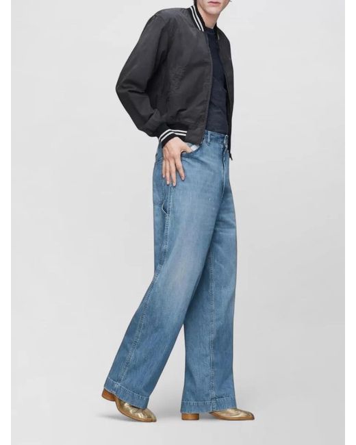 Maison Margiela Blue Denim Wide Leg Jeans Panelled Belt Loops for men