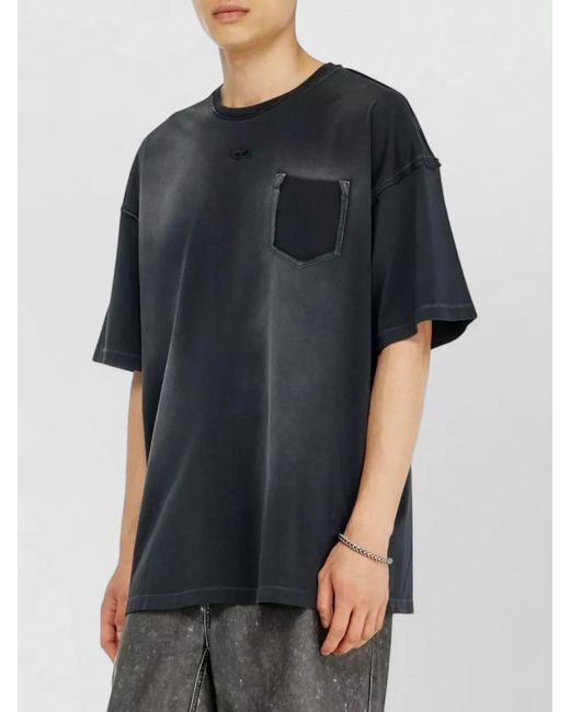 DIESEL Black Short Sleeve Shirt Chest Pocket Crew Neck for men