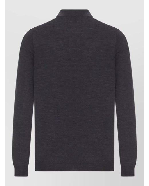 Zanone Blue Fine-Knit Polo Sweater for men