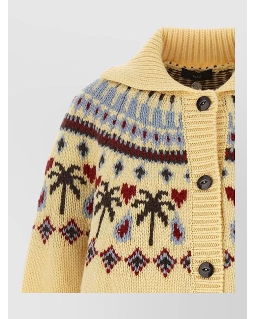 Alanui Natural Winter Cardigan Collar Detail Patterned Knit