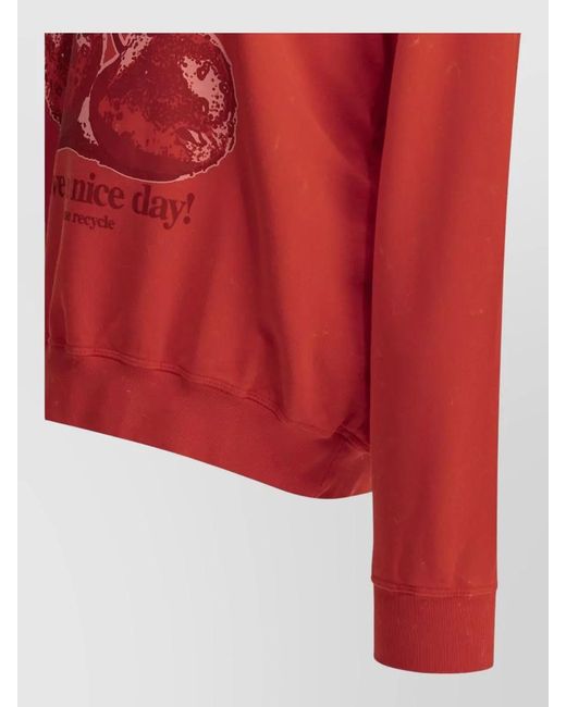 Ganni Red Cherries Knit Crewneck Long Sleeve Sweater