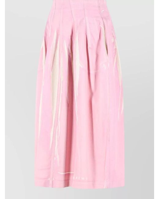 Marni Pink Cotton Pleated Skirt