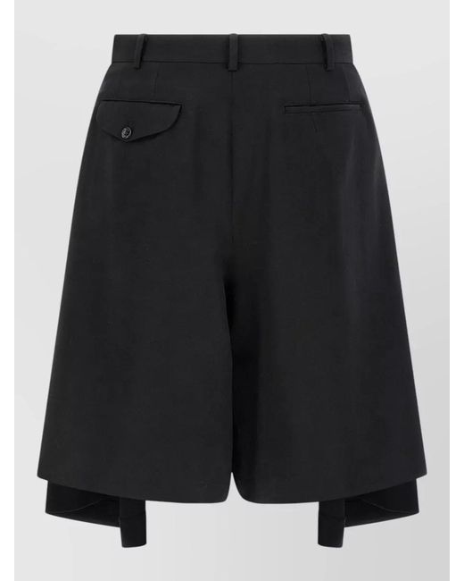 Comme des Garçons Black Loose Leg Bermuda Shorts Belt Loops Pleats for men
