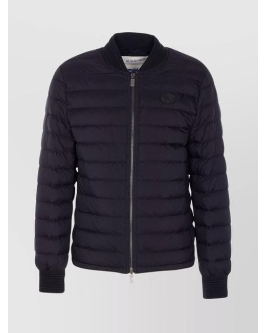 Burberry Blue Down Jacket With Quilted Design And Zip Pockets for men