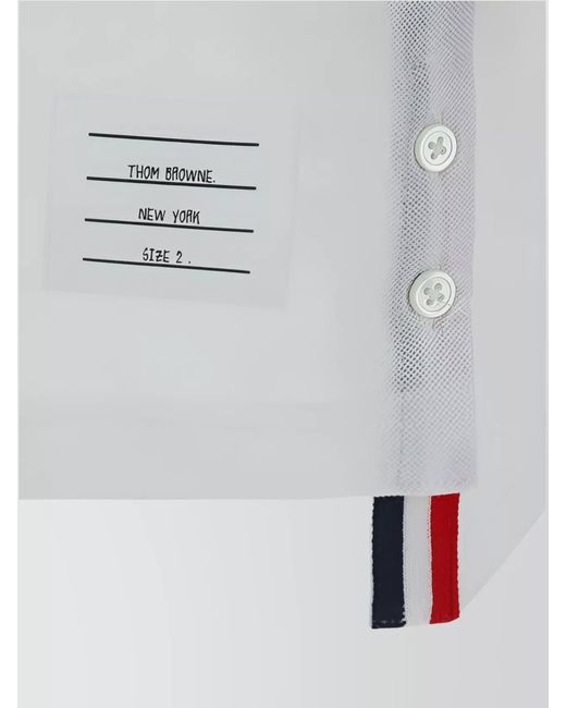 Thom Browne White Cotton Piqué Short-Sleeve Polo Shirt for men