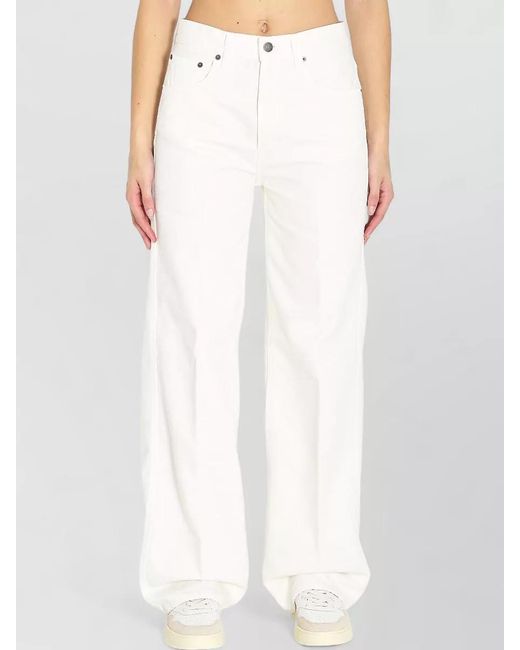 Haikure White Cotton Mid-Rise Wide-Leg Jeans