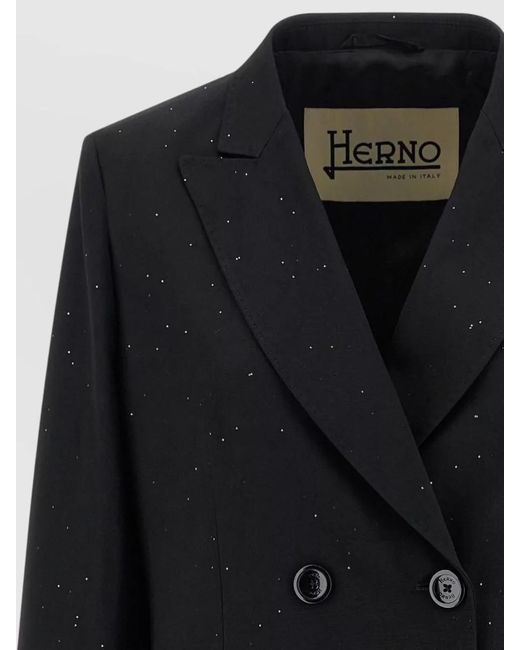 Herno Black Sequined Tailored Blazer Double Breasted Design