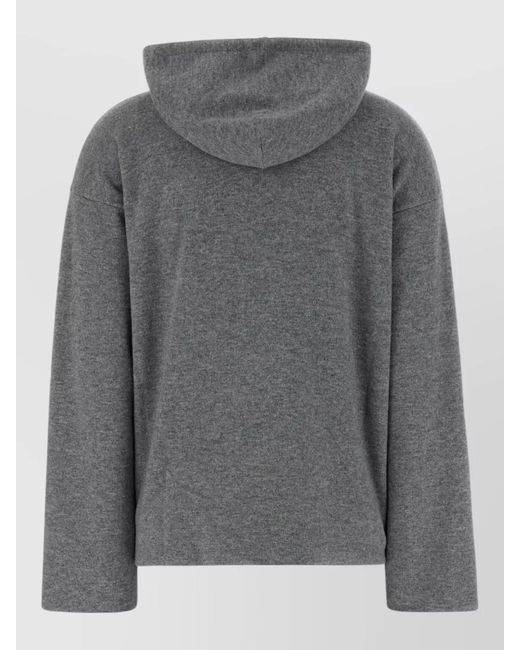 Miu Miu Gray Cashmere Hooded Sweatshirt Front Pockets