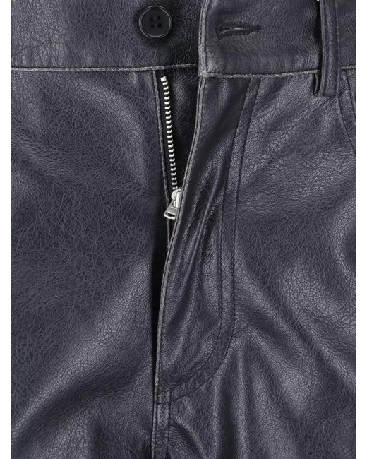 MM6 by Maison Margiela Blue Faux Leather Knee-Length Straight Bermuda Shorts