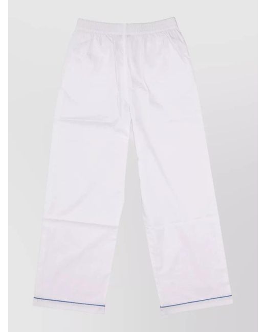 LA ROSE White Cotton Night Trousers Button Detail Trim