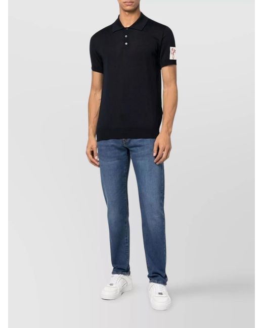 Golden Goose Deluxe Brand Black Merino Wool Short-Sleeve Polo Shirt for men