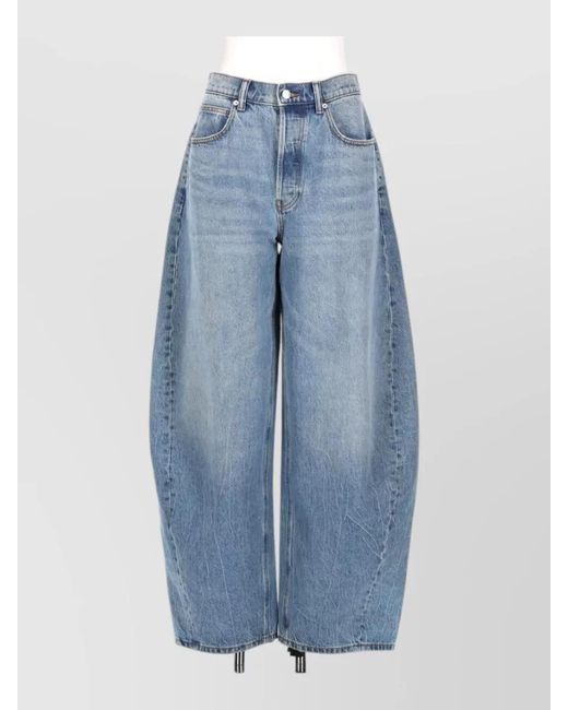 Alexander Wang Blue Jeans Blow Up Logo Rhinestone Detail