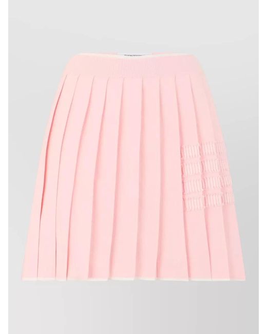 Thom Browne Pink Pleated Mini Skirt Above Knee Length