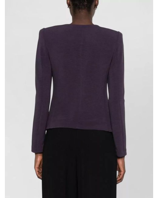 Emporio Armani Blue Ribbed Tailored Zip Blazer Jacket Top