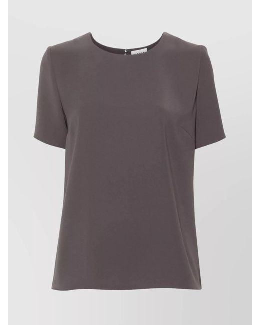 P.A.R.O.S.H. Gray Casual Crepe Texture Top With Keyhole Detail