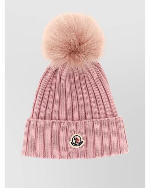 Moncler Pink Wool Pompon Beanie