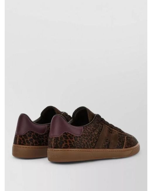 Hogan Brown Cool Leather Lace Up Sneakers Logo Detail