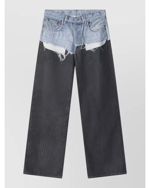 Acne Blue Trompe L Oeil Jeans Pinstripe Trousers for men