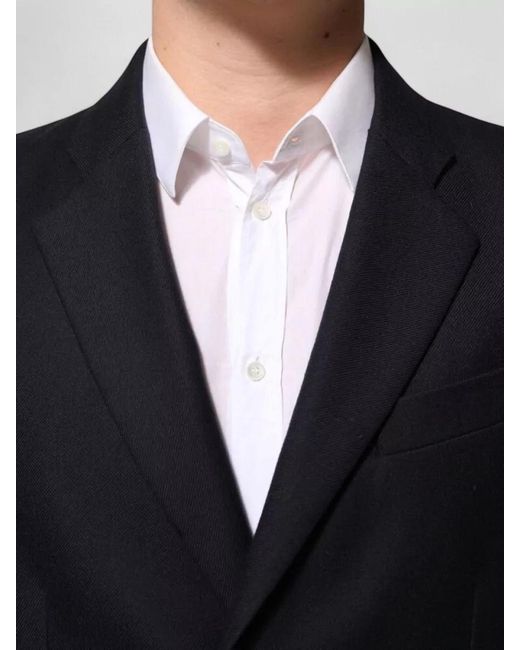 Dolce & Gabbana Black Virgin Wool Single-Breasted Coat for men