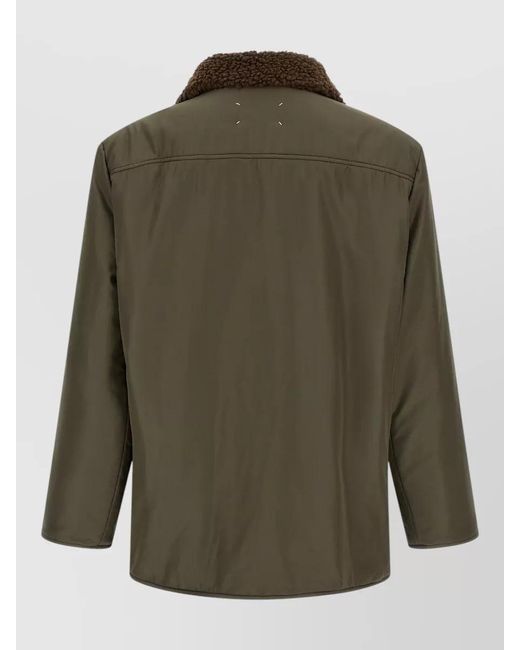 Maison Margiela Green Shearling Collar Single Breasted Coat for men
