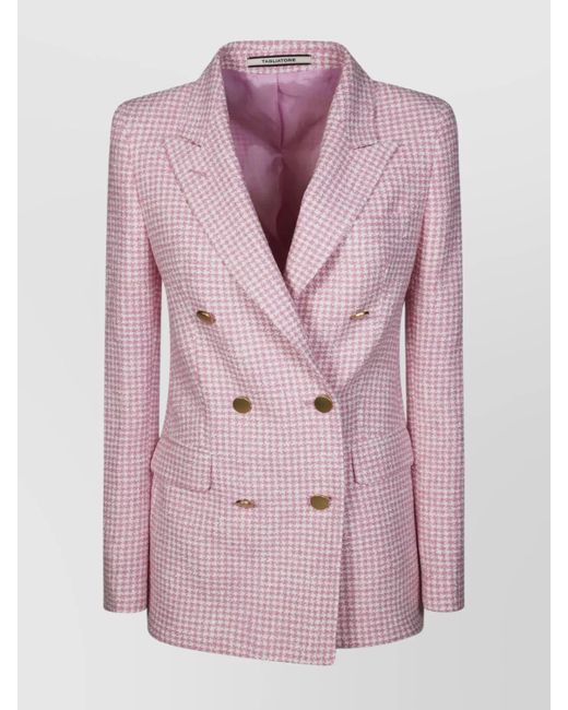 Tagliatore Pink Bouclé Lapel Jacket Back Vent